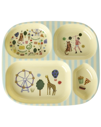 Melamin Kinder 4-Fach Teller weiß